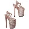 Dance Shoes Peep Toe 23CM/9inches Glitter Upper Plating Platform Sexy High Heels Sandals Pole 019