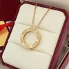 Necklaces for Women Gold Jewelry Chain Pendant Necklace 18K Gold Plated Single Ring Fashionable High-end Metal Golden/Silver/Rose Diamond Necklace