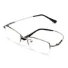 Óculos de sol quadros largura-136 moda homens óculos quadro memória liga óculos metade vintage lente clara óculos ópticos