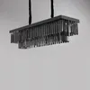 Smoke grey crystal pendant light decorative rectangle chandelier modern lighting for dining room restaurant hotel