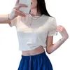 Yi Mengling Yang Mi Jin Zhini En kändis med Navel Exposed Slim Fit Short Sleeved T-shirt Sequin Kirt Set for Women