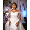 Arabe aso ebi oct plus taille sirène blanche robe de mariée en dente