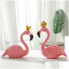 Obiekty dekoracyjne figurki kreatywne para nordycka flamingo ornament salon pulpit Dekoracja domu ręcznie robiona statua żywiczna rzemiosło dhomw