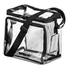 保管バッグジッパーキャパシティポータブルランチバッグ透明なデザイン強力なステッチを備えた学校通勤用の調整可能なストラップピクニックフード