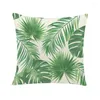 Housse de coussin en tissu à motif de feuilles vertes, taie d'oreiller carrée imprimée, décorative, pour canapé, sans remplissage, pour l'été, 45x45cm