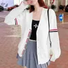 Tb Style Wool Cardigan Knitted Sweater Spring New Three Color Sleeves V-neck Long Sleeved