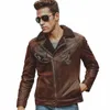 men's Genuine Leather jacket pigskin real leather jackets with faux fur shearling motorcycle bomber jackets aviator coat men s4nz#