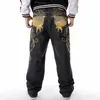 Calça jeans masculina folgada, solta, bordada, rap, hip hop, jeans, 41th #, imperdível