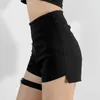 Shorts pour femmes Sexy taille haute femmes maigre été chaîne gothique noir pantalon court dames harajuku y2k streetwear bandage