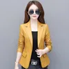 Spring Genuine Leather Jacket Women Korean Fashion Slim Sheepskin Coat Black Red Real Leather jackets ladies Casual Blazer femme