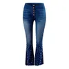 Denim Jeans pour femmes grande taille taille haute Jeans bouton gland pantalon pantalon cloche-bas pantalon ample jean droit jeans 240320