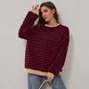 Koszule damskie 2024 Sprins Fall Striped Koszulka z długim rękawem Casual okrągła szyja pullover top moda Y2K dziewczęta streetwearne ubrania żeńskie