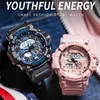 SMAEL Women Sport Digital Watch Electronic Quartz Dual Core Display LED Waterproof Watches Casual Student WristWatch Girl Clock 20320E