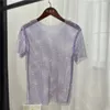 Koszulki damskie 2024 Modna dama Crystal Diamond Sexy BodyCon T-shirt pusta krótkie rękawe Kobieta See przez Y2K