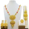 Necklace Earrings Set Nigeria Sets Bridal 24k Gold Color Jewellery Wedding Dubai Hawaiian Pakistani Saudi Gift Womens Big Bracelet