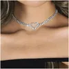 Girocolli Girocollo Collana clavicola Donna Sier Catena di diamanti Strass Cuore Ciondolo in cristallo Regali di fascino Fidanzate Consegna di goccia Jewe Dhcnj