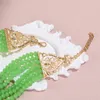 Guldfärg Bride Pearl Choker Crystal Bead Neck Chain Handvävd marockansk kaftan Bröllopsklänning Halsbandsmycken Gift240312