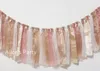 Party Decoration Light Brown Beige 1st Banner Lace Tulle Garland Baby First Birthday Deced Dowch Bunting Pale Gold One Wreath