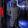 Winter Jacket Coat Herrkvinnor Parkas huva ner jackor tjocka mode lång huva utomhus varm bomull överrock klassisk stil vindtät unisex s