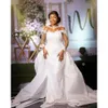 Arabe aso ebi oct plus taille sirène blanche robe de mariée en dente