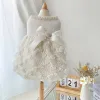 Vestidos para animais de estimação vestido de casamento outono inverno médio pequeno cão designer roupas doce princesa saia gatinho filhote de cachorro bonito vestido completo maltês