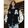 Korean Version of Retro Alphabet Print Baseball Uniform for Men and Women Allmatch Harajuku Style Loose Couple Jacket 240312