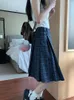 スカート韓国スタイルのプレッピーファッションビンテージ格差夏の女性ミディスカートハイウエストAライン気質ルーズY2K