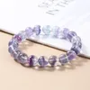 Bracciale con perline in cristallo di fluorite di ghiaccio naturale, donna, alla moda, pietra rotonda, corda elastica, braccialetti, coppie, distanza, yoga, gioielli, regalo, goccia Del Otctd