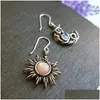 Charm Fashion Bohemia Sun And Moon Earrings Sier Color Round Crystal Drop Women Female Boho Jewelry Gift For Her 231012 Delivery Dh6Vo