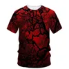 Verano Fi Nuevo rojo y negro graffiti gráfico camisetas para hombres tendencia Casual Persality Hip Hop impreso camiseta de manga corta Top 3736 #