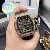 Male RM Wrist Watch Calendar Wristwatch watch Date Business Leisure Watch Rm030 Automatic Machinery Gold Full Diamond Case Tape Mens