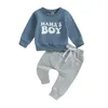 Kläder set småbarn pojke kläder mamma baby lång ärm crewneck tröja casual byxor vår hösten outfit