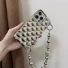 Cell Phone Cases Korean Electroplating Cute Fish Scale Bracelet Hang Chain Soft Case For iPhone 14 Pro Max 12 13 11 Shockproof Bumper Cover Coque H240326