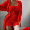 Womens Sleepwear Autumn Winter 3 Piece Fluffy Outfits P Y Backless Fleece Pyjamas Women Casual Sports Sweatshirt Home Wear Drop Delive Otc3C