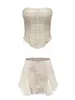 Kjolar bandage korsett topp cross backless tube beige bustiers korsetter vintage 2024 sommar mode kvinnor kläder 20a2720