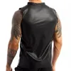 mężczyźni ze skórzaną kamizelkę zamek motocyklowy kurtka motocyklowa męska gotycka punk -punkowa topy z topami przystojne man streetwear gym fitn singlet w2ou#