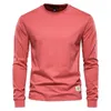 Printemps hommes T-shirt mode col rond à manches longues coton hommes t-shirts de haute qualité homme T-shirt 12 couleurs 240313