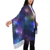 Scarves Galaxy Sky Print Scarf Women Crescent Moon Space Headwear With Tassel Winter Y2k Cool Shawl Wrap Soft Printed Bufanda