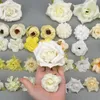 Decorative Flowers Artificial Silk Flower Heads Combo Set Beige Rose Style 38Pcs / Pack DIY Fake Yellow For Crafts