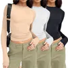 Women's T Shirts 3 Piece Set Basic Short T-Shirt Long Sleeve Tees Tops Autumn Spring Fashion Underwear Slim Fit Crop Top Blouse