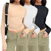 Dames T-shirts 3-delige set Basic Kort T-shirt Lange mouw Tees Tops Herfst Lente Mode Ondergoed Slim Fit Crop Top Blouse