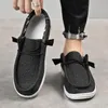 Sapatos casuais outono masculino lona confortável respirável mocassins leves apartamentos andando plus size 39-47