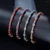 Bracelets de charme Tendance Bracelet de Tennis en Zircon Cubique sur Baguette en Zircon Rose pour Femme