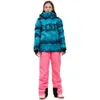 Damskie kurtki narciarskie i spodnie ustawiają wodoodporne snowboard snowsuit kolorowy zimowy ciepły płaszcz śnieżny kombinezon izolowany wiatrówek