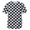 Mäns T-skjortor Tide Summer Fashion Lattice Picture T-Shirts Casual Print Tees Hip Hop Personlighet Rund hals Korta ärm toppar