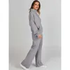 ANRABESS Completo da Donna in 2 Pezzi Felpa con Zip a Quarti Felpa Oversize a Gamba Larga Pantaloni Sportivi Coordinati con Tuta da Salotto