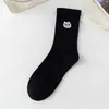 Femmes chaussettes conception dessin animé Animal mignon chat court décontracté fille épais chaud blanc noir coton pour dames cadeaux de noël