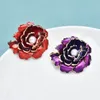 Brooches Wuli&baby Pretty Peony Flower For Women Unisex 2-color Enamel Pearl Plants Party Office Pins Gifts