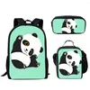 Ryggsäck mode ungdomlig panda 3d tryck 3st/set student resväskor bärbar dagpack lunchpåse penna fodral