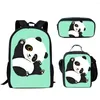 Mochila Moda Jovem Panda 3D Impressão 3 Pçs/set Estudante Sacos de Viagem Laptop Daypack Lunch Bag Lápis Caso